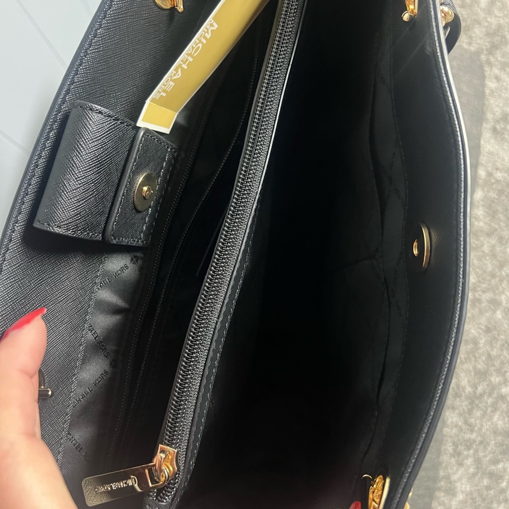 Michael Kors Black Saffiano Shoulder Tote with Gold Hardware - Picture 4 of 7